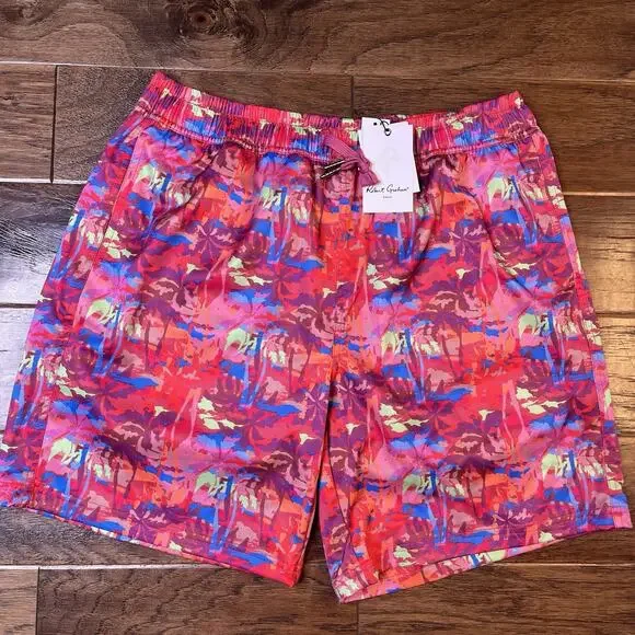 Robert Graham Palm Trees Swim‎ Trunks Lined 7” Board Shorts Men’s Medium NWT $79 - Picture 2 of 7